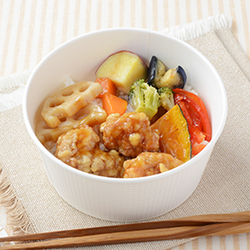 鶏肉と野菜の黒酢あん丼