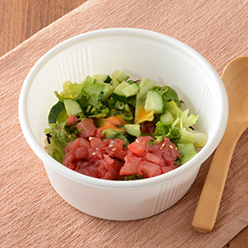 漬けマグロのポキ丼（もち麦入りご飯）